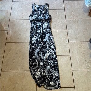 Black and White Tie-Dye Maxi Dress